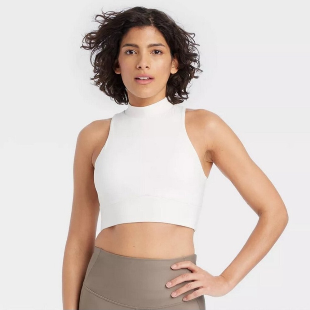 Women's Light Support High-Neck Crop Sports Bra - All In Motion Cream XL